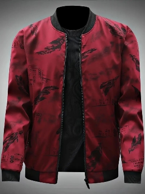 Picture of City Boy Mens Trendy Feathers Jacket-Maroon