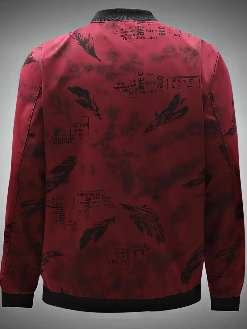 Picture of City Boy Mens Trendy Feathers Jacket-Maroon