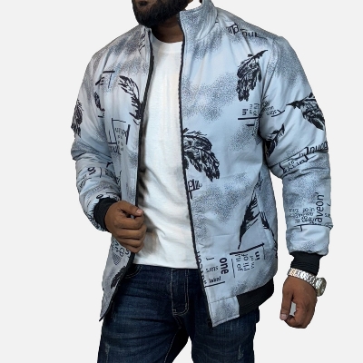 Picture of City Boy Mens Trendy Feathers Jacket-Silver