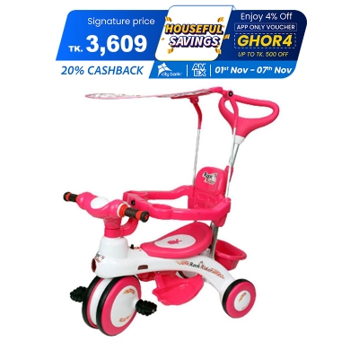 Picture of Kids Rock Rider Tricycle with Backrest, Safety Fence, Push Handle and Sunroof