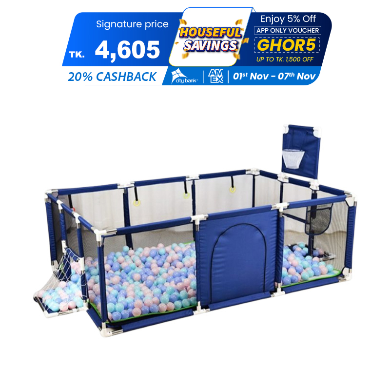 Picture of 4 Sides Baby Baby Toddlers Playpen Zipper Door Play Fence Children Infants Folding