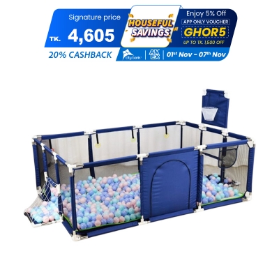 Picture of 4 Sides Baby Baby Toddlers Playpen Zipper Door Play Fence Children Infants Folding