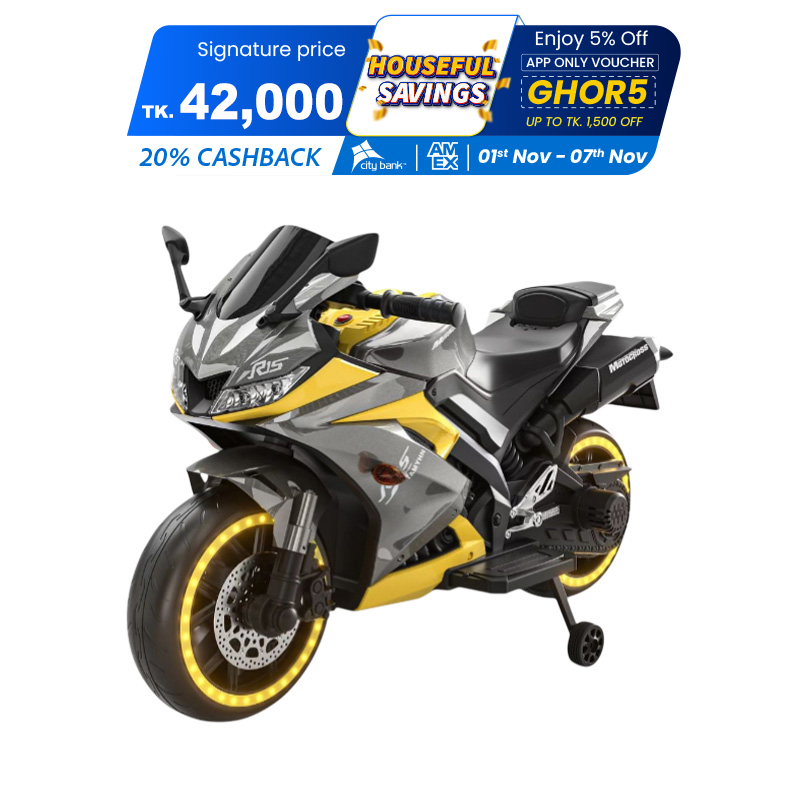 Picture of Kids R15 Electric Ride-On Bike – Big Size 12V Battery Motorcycle with Live Meter Display, LED Lights & Music – Suitable for Ages 2.5–15 Years