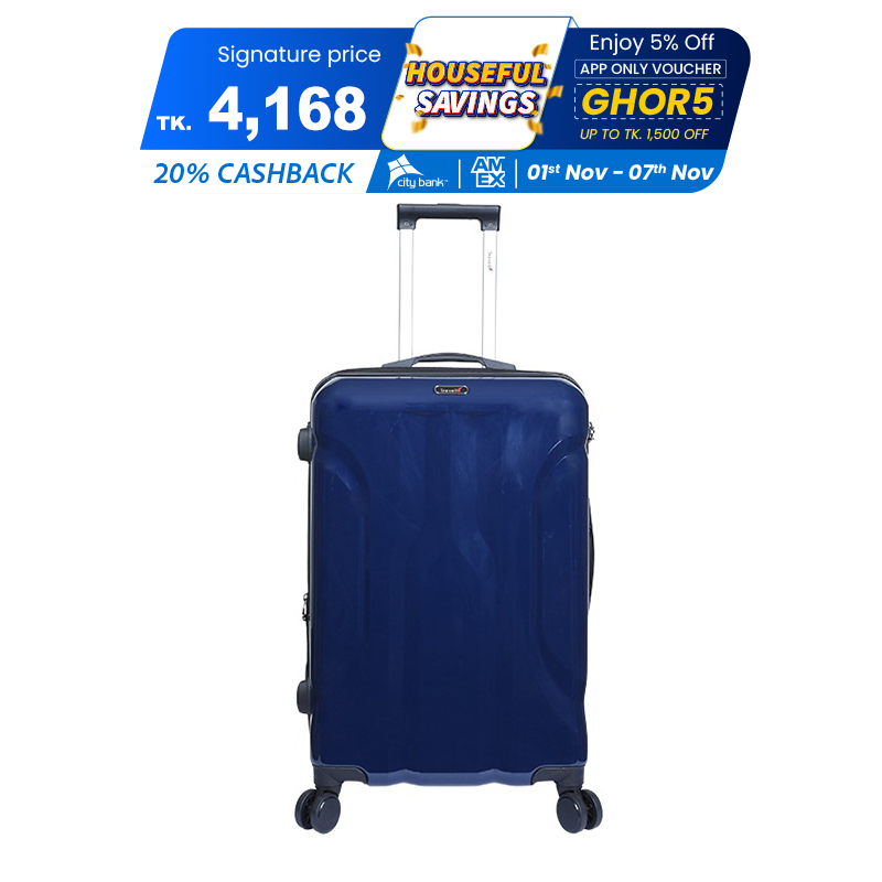 Picture of Travello Luxury Plus 28 Inch Ultra Light Weight Strong Build Quality Water-Resistant Double Caster Wheel Bigger Space Hardtop Luggage-Trolley Dark Blue