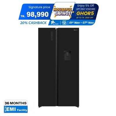 Picture of Hisense 580 Liter Glass Door With Dispenser Side by Side Inverter Refrigerator RS3G558NMB/BD3