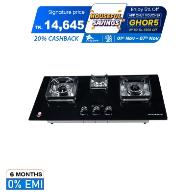 Picture of RFL BUILT IN GLS LPG HOB VENUS 3 BURNER with Timer Option and Flame failure Device