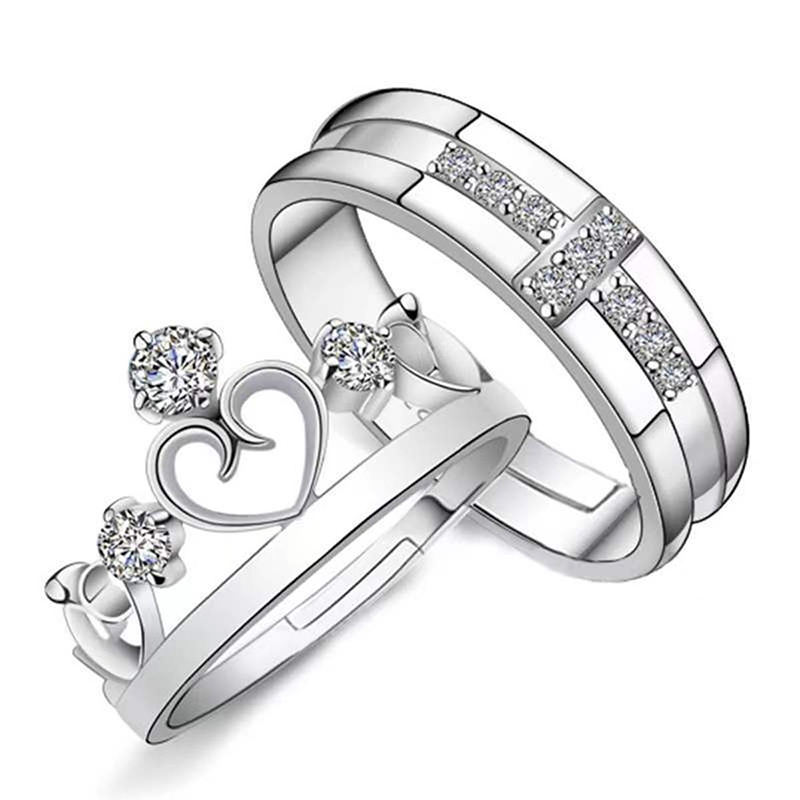 Picture of King and Queen Couple Ring Propose Ring Gift & Love Ring  2-Pcs