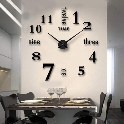 Picture of Khapsu 3D DIY Wall Clock Large Size Mirror Surface Wall Decorative Clocks for Living Room Office