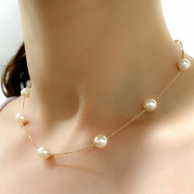 Picture of Women's Jewelry Colliers Chain Imitation Pearl Chain & Necklace Wedding Jewelry Necklace Men's & Women's White Wedding Gift Nec