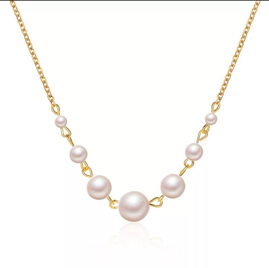 Picture of Lucky 7 Pearl Necklace Women White Pearls Collarbone Necklaces Choker Silver Color Pendant Female Fashion Jewelry As Best