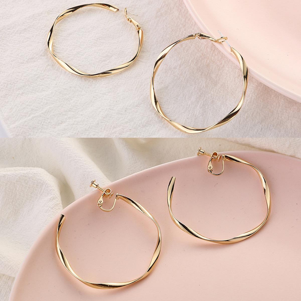 Picture of New 925 Sterling Hoop Earring For Women 50mm Big Round Circle Earrings Jewelry Gift