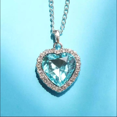 Picture of C008 European and American classic ocean heart blue heart -shaped Austrian crystal necklace versatile temperament pendant jewelry