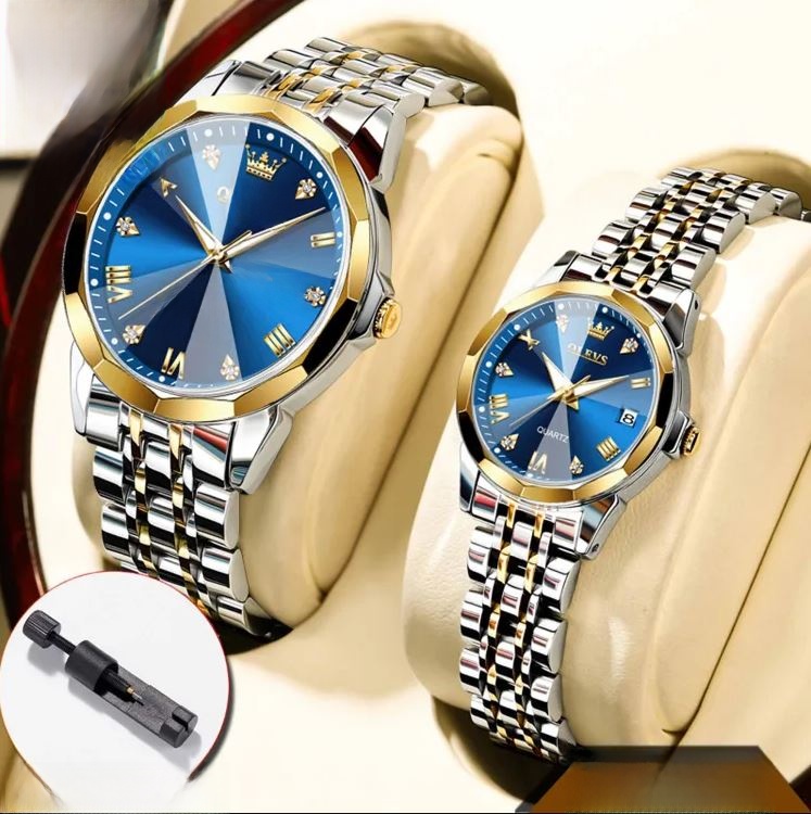 Picture of Olevs 9931 Trendy Korean Style Separate Gift Box Couples Watch with Enlightened Calendar - Contains enduring appeal and value