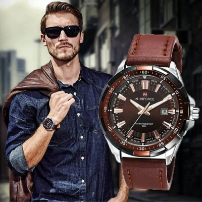 Picture of NAVIFORCE NF9056 MEN LEATHER BAND QUARTZ WATCH in Bangladesh