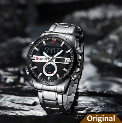 Picture of CURREN 8384 Fashion Sport Gold Men’s Digital Watches with Stainless Steel Chronograph Luminou Wristwatch LED Male Wrist Watch For Men