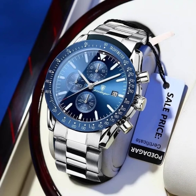 Picture of POEDAGAR 988 Luxury Men Watch High Quality Fashion Chronograph Waterproof Luminous Date Stainless Steel Quartz Watch Man Clock Reloj