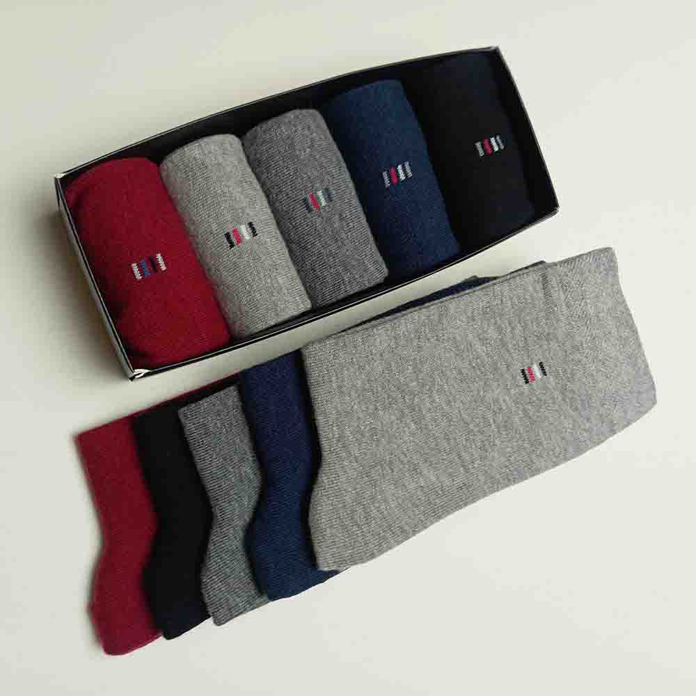 Picture of Plain Multicolor Mens Dress Socks - Premium Cotton formal socks with Soft Elastic - 5 Pack Bundle