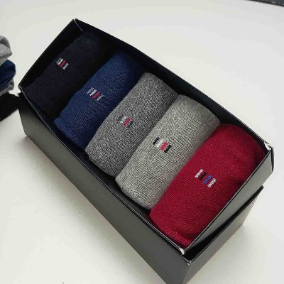 Picture of Plain Multicolor Mens Dress Socks - Premium Cotton formal socks with Soft Elastic - 5 Pack Bundle