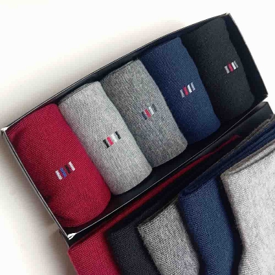 Picture of Plain Multicolor Mens Dress Socks - Premium Cotton formal socks with Soft Elastic - 5 Pack Bundle