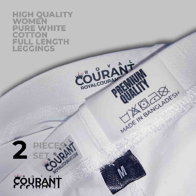 Picture of High Quality Women Basic Full Length Cotton Leggings-White and Black 2pcs set