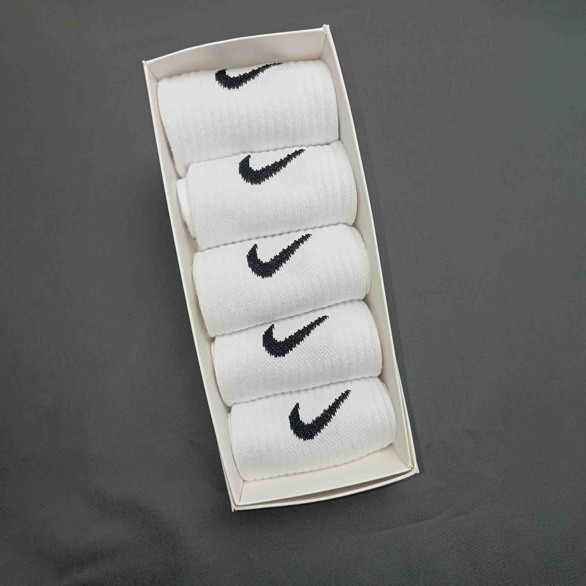 Picture of Swoosh logo Solid white Socks - Cotton | Sweat Absorption | Quarter Length | Unisex | Free Size Socks