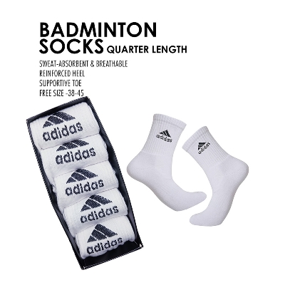 Picture of Badminton Socks - Cotton | Sweat Absorption | Quarter Length | Unisex | Free Size Socks-ADB