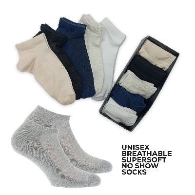 Picture of Super Soft Flat Knit Cotton Socks - 5 pair | No Show Length | Breathable |Unisex