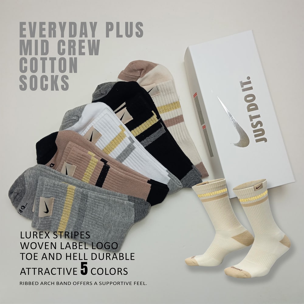 Picture of Everyday Plus Mid crew cotton Socks- Lurex Stripe - Luxury | Unisex | 5 pair | SPECIAL EDITION