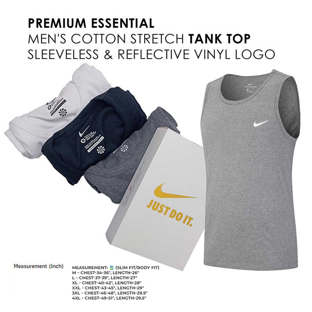 Picture of PREMIUM ESSENTIAL Men's Cotton Stretch Tank Top-Vest-Gangi - Sleeveless & REFLECTIVE Logo - 3 Pcs Set