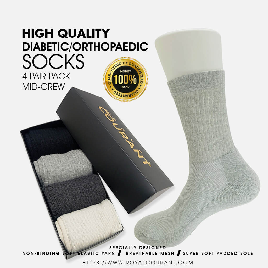 Picture of Diabetic Socks | Scientifically Designed | Mid Crew Length | Unisex | Extra padded-Terry sole | 4 Pair Pack