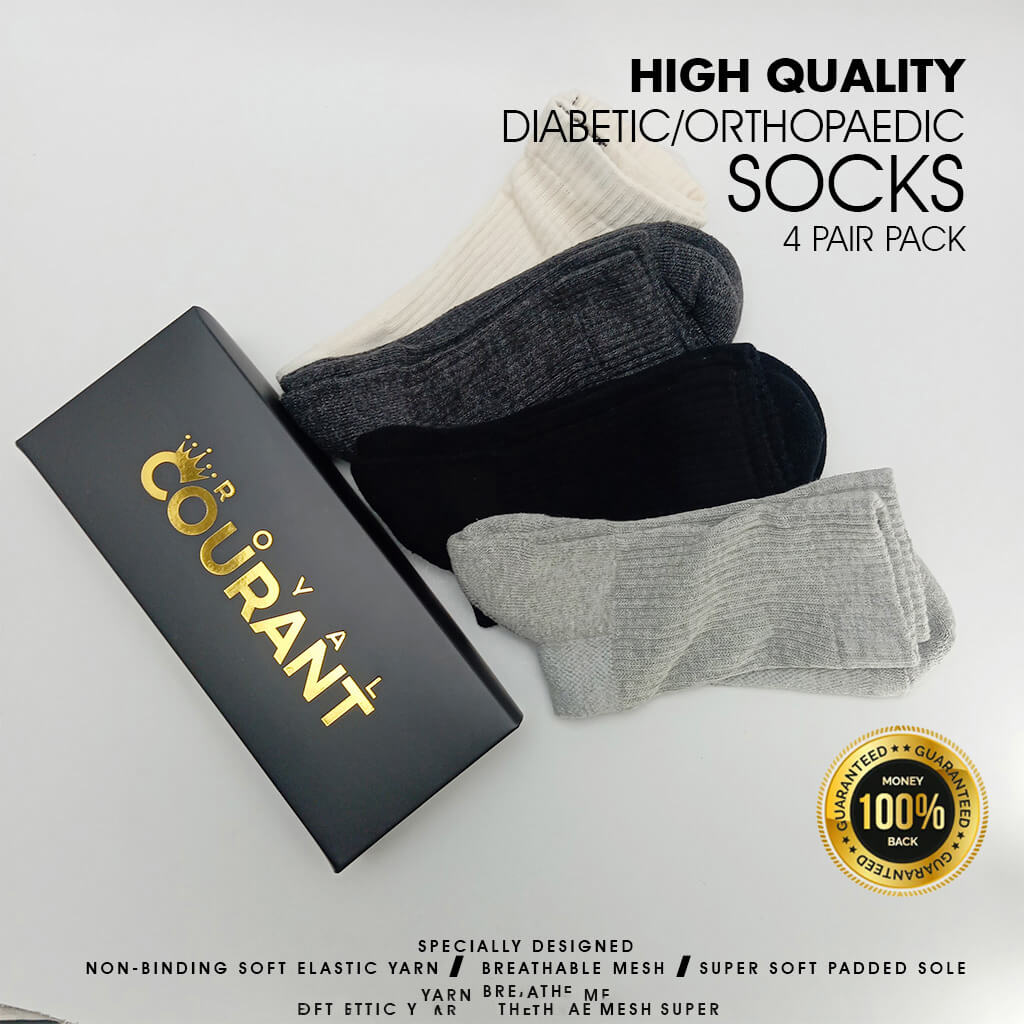 Picture of Diabetic Socks | Scientifically Designed | Mid Crew Length | Unisex | Extra padded-Terry sole | 4 Pair Pack