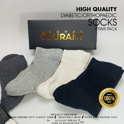 Picture of Diabetic Socks | Scientifically Designed | Mid Crew Length | Unisex | Extra padded-Terry sole | 4 Pair Pack