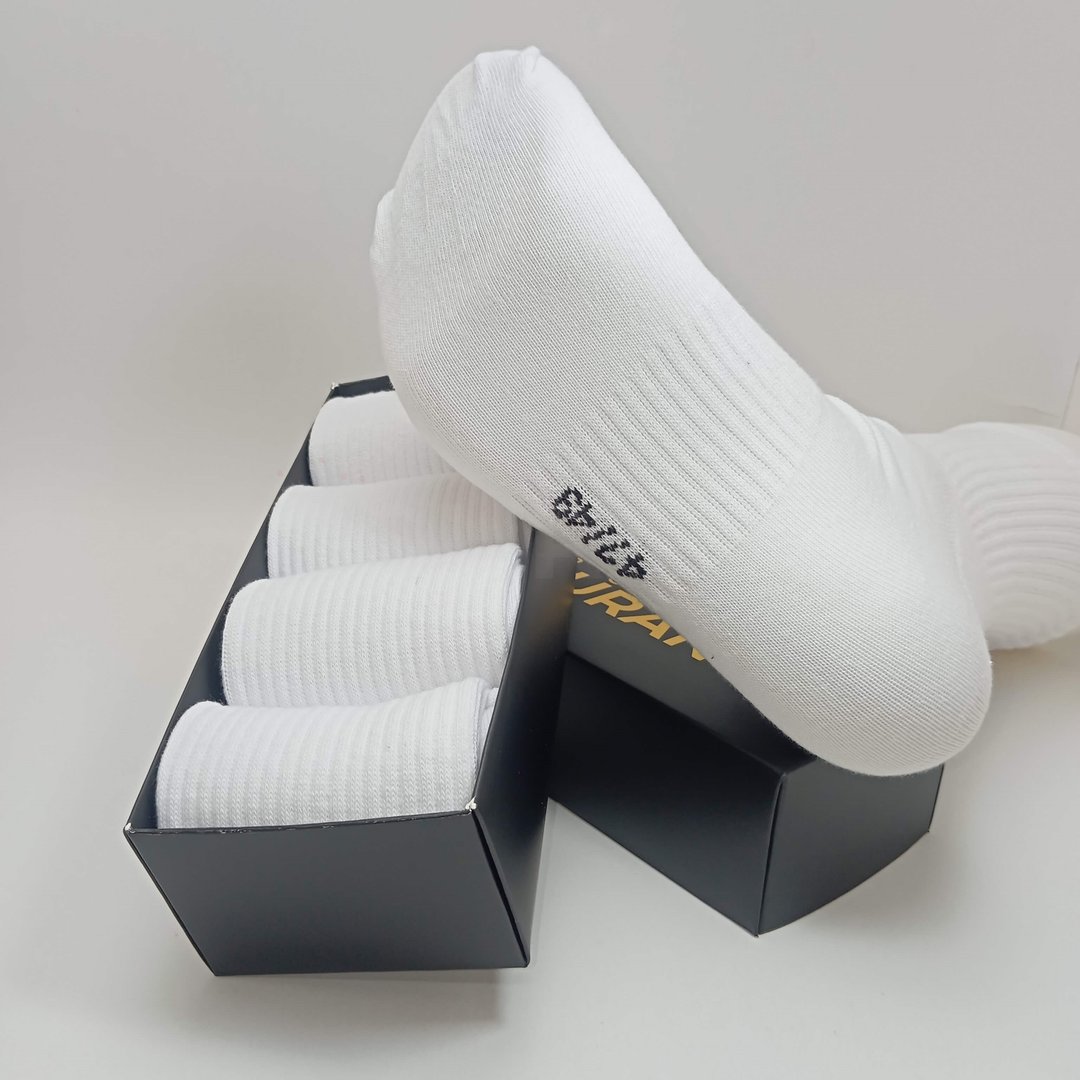 Picture of Men Extra Wide BIG Foot Cotton Socks 4 Pair - High Quality- Black & White
