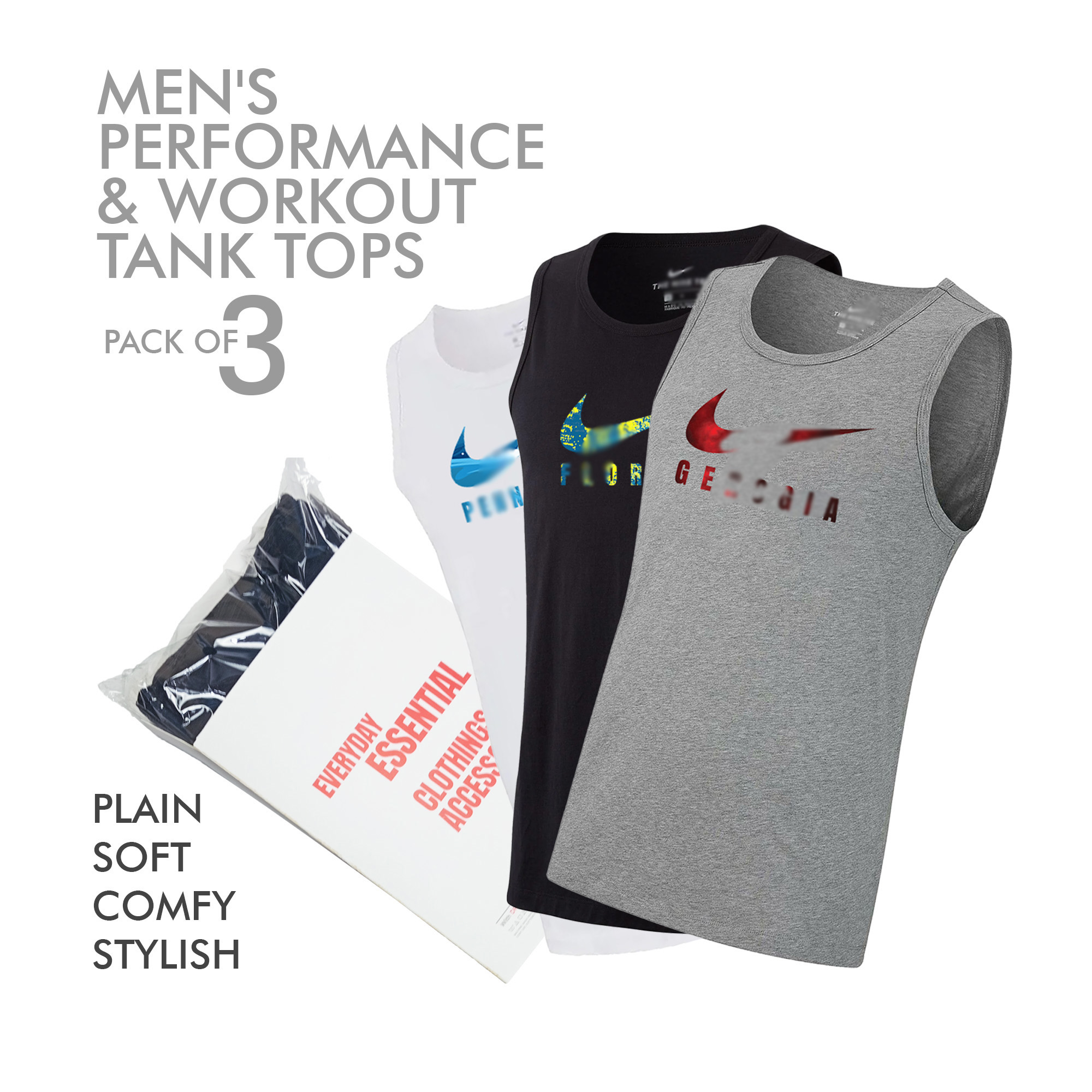 Picture of Men’s Futura Performance & Workout Tank Tops pack of 3- Sleeveless Vest, Undershirt