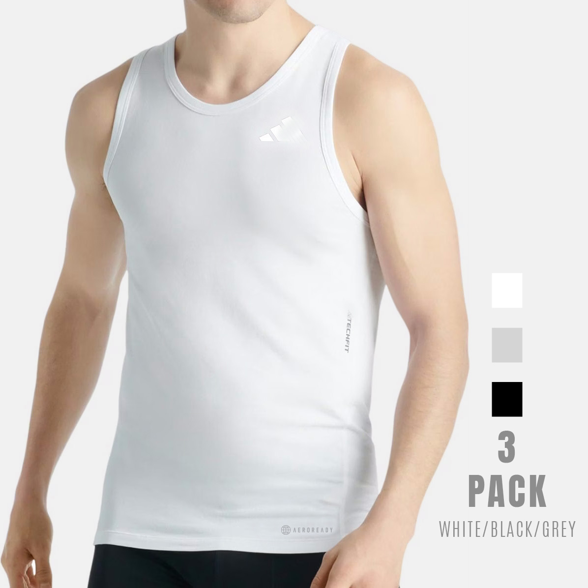 Picture of Techfit Athletic Performance Ribbed Cotton Vest -3 pack
