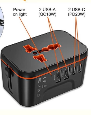 Picture of Universal Travel Adapter | Travel Adapter for bloggers & Tour Lovers | USB - Type C Travel Adapter