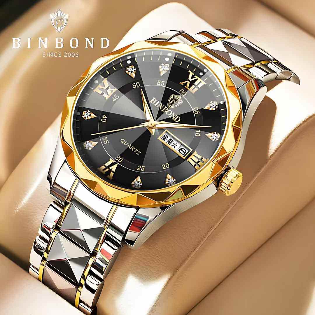 Picture of Luxury Binbond authentic men's watch waterproof night light dual calendar watch men's quartz watch diamond ceiling glass