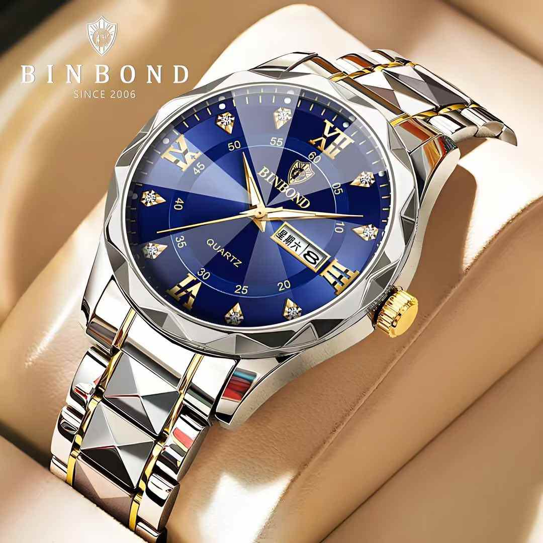 Picture of Luxury Binbond authentic men's watch waterproof night light dual calendar watch men's quartz watch diamond ceiling glass