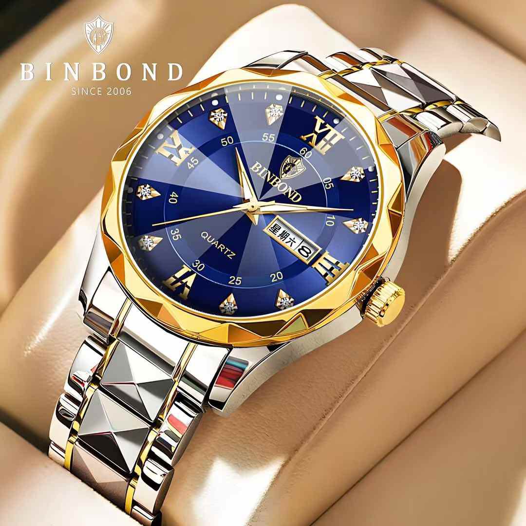 Picture of Luxury Binbond authentic men's watch waterproof night light dual calendar watch men's quartz watch diamond ceiling glass