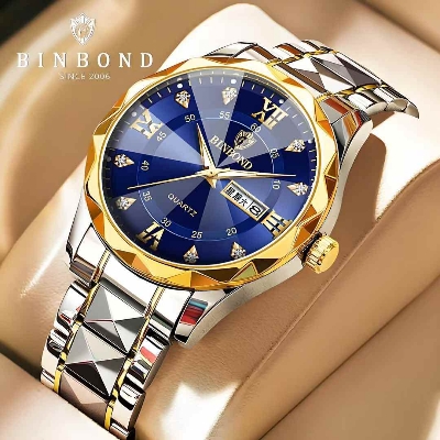Picture of Luxury Binbond authentic men's watch waterproof night light dual calendar watch men's quartz watch diamond ceiling glass