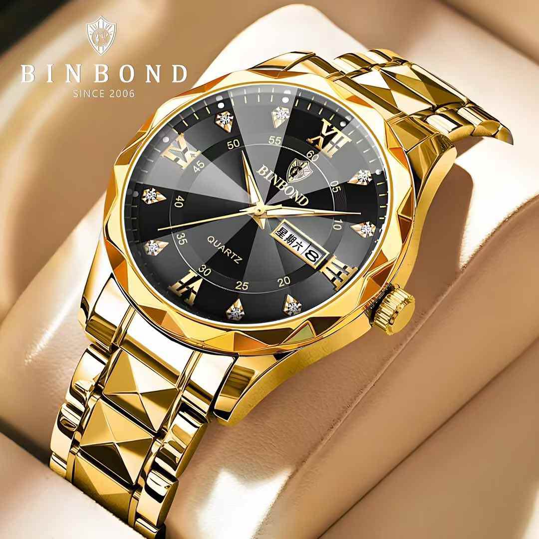 Picture of Luxury Binbond authentic men's watch waterproof night light dual calendar watch men's quartz watch diamond ceiling glass
