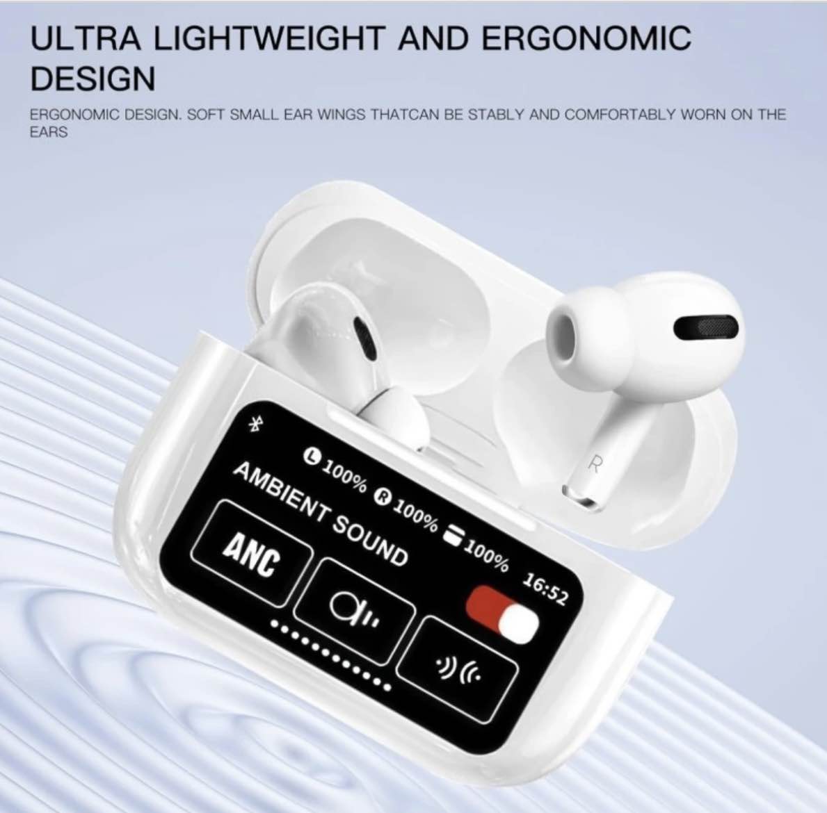 Picture of A9 Pro ANC/ENC Double Dark Airpords | Touch Control Smart Display Earbuds | Multifunctional Wireless Earbuds | Smart Display Airpods whit Noise reduction