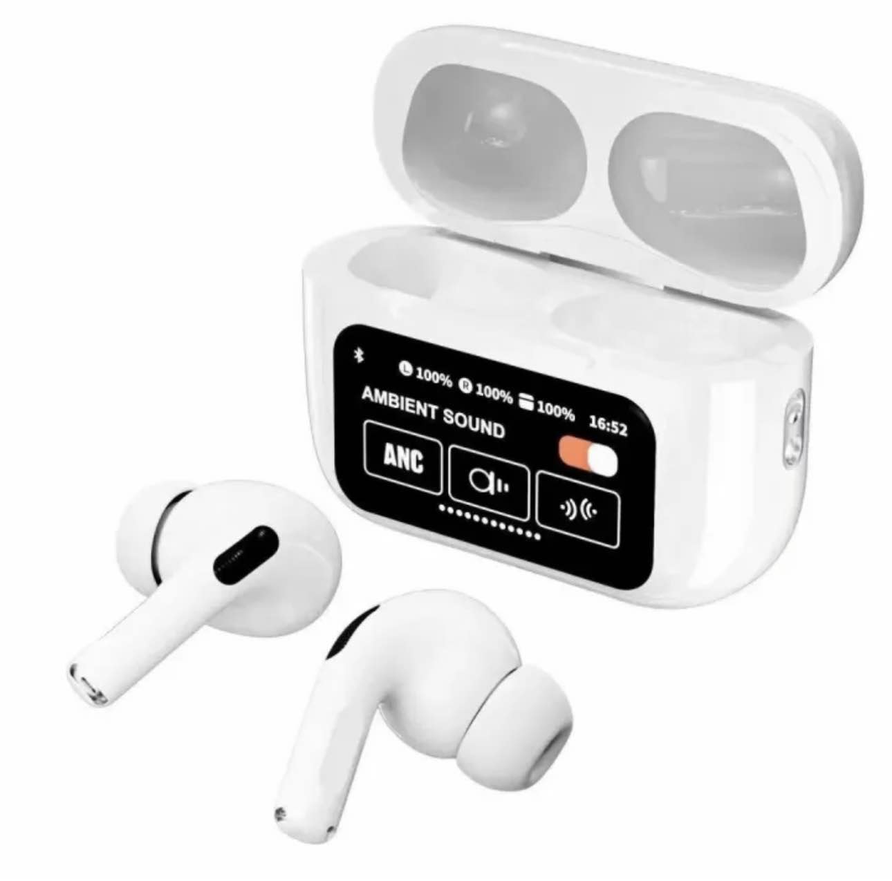 Picture of A9 Pro ANC/ENC Double Dark Airpords | Touch Control Smart Display Earbuds | Multifunctional Wireless Earbuds | Smart Display Airpods whit Noise reduction