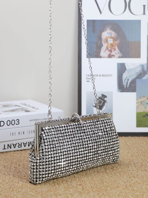 Picture of New Trendy Party Clutch For Girls | Party Bag | Wedding Clutch | Luxury Crystal Evening Clutch Bag for Women | Sparkling Gold Party Purse | Elegant Chain Shoulder Handbag for Wedding & Events