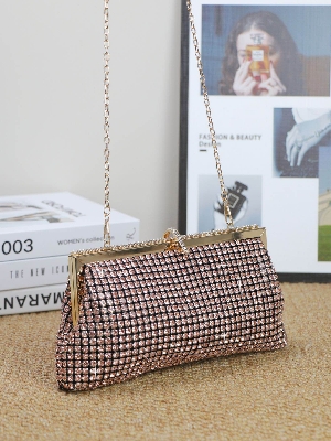 Picture of New Trendy Party Clutch For Girls | Party Bag | Wedding Clutch | Luxury Crystal Evening Clutch Bag for Women | Sparkling Gold Party Purse | Elegant Chain Shoulder Handbag for Wedding & Events