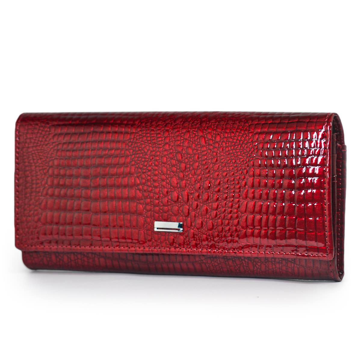 Picture of Stylish Ladies Red Crocodile Embossed Long Wallet / Female Money Purse Clutch Bag