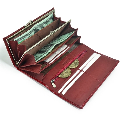Picture of Stylish Ladies Red Crocodile Embossed Long Wallet / Female Money Purse Clutch Bag