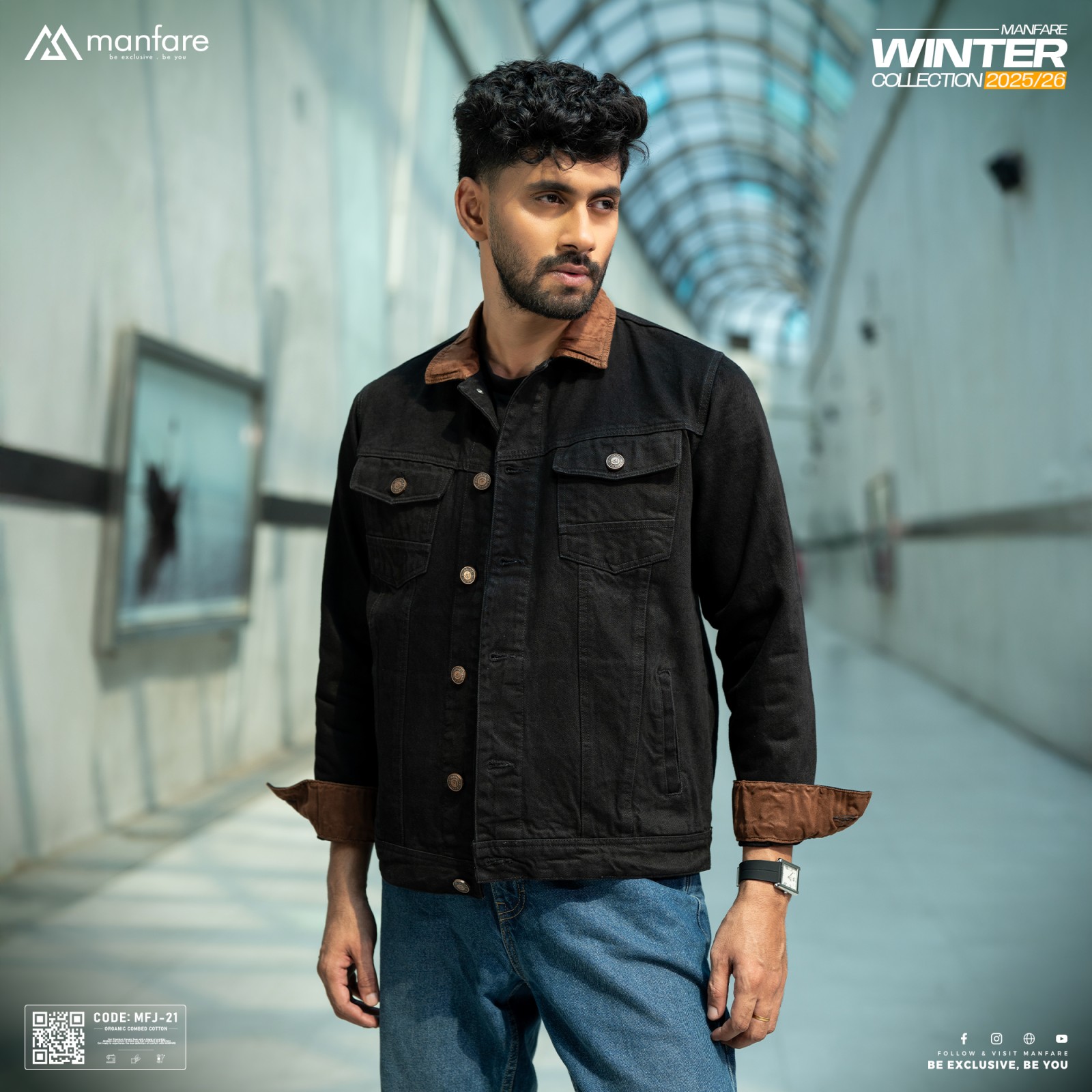 Picture of Premium Sherpa Lined Denim Jacket For Men I MFJ-21