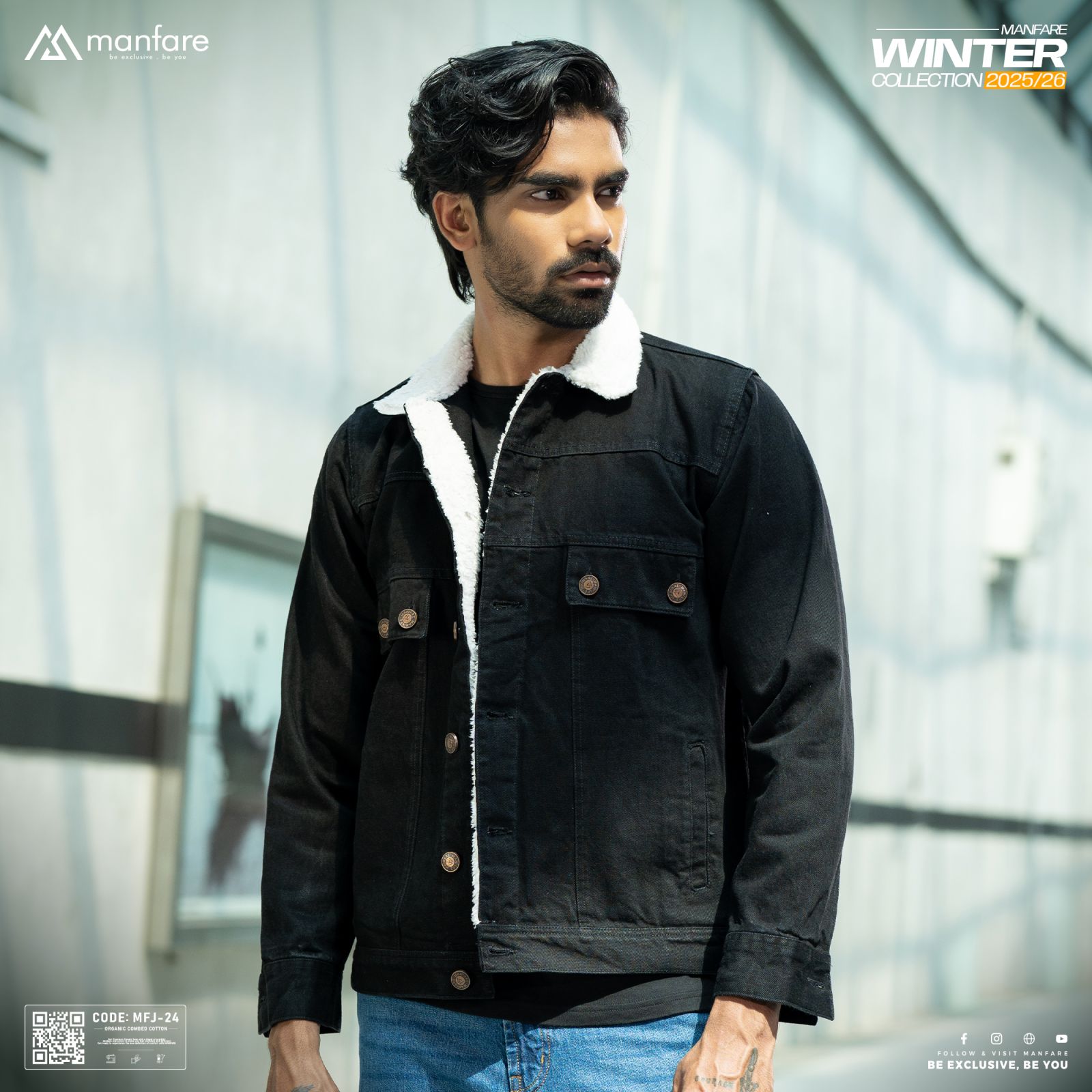 Picture of Premium Sherpa Lined Denim Jacket For Men I MFJ-24