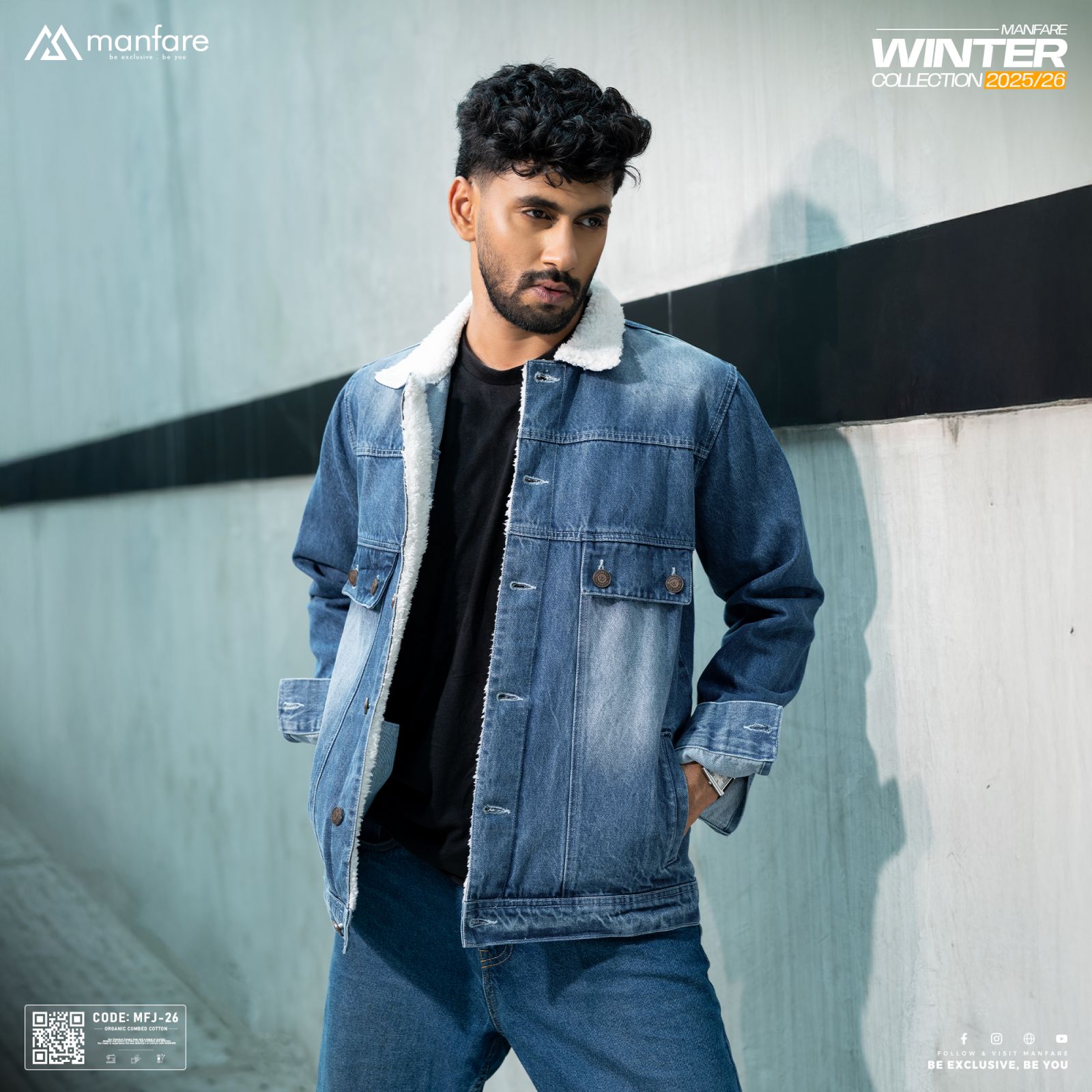 Picture of Premium Sherpa Lined Denim Jacket For Men I MFJ-26